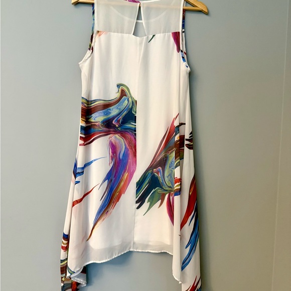 Signature by Robbie Bee White Sleeveless Floral Paint-Brush Print Chiffon Dress - Picture 5 of 10